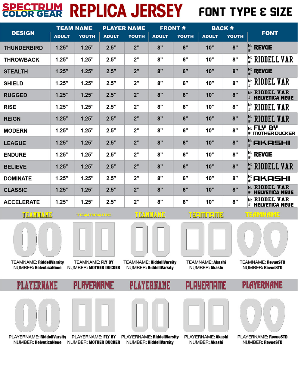 Spectrum Replica Jersey Font Type Size
